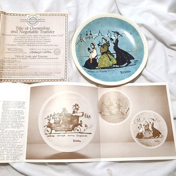 Set Norman Rockwell Collectible Plates Limited Ed Paris Rome Walking England COA - Picture 9 of 9